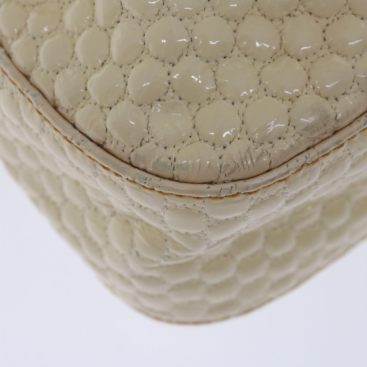 FENDI Chain Hand Bag Patent leather Beige yk10972