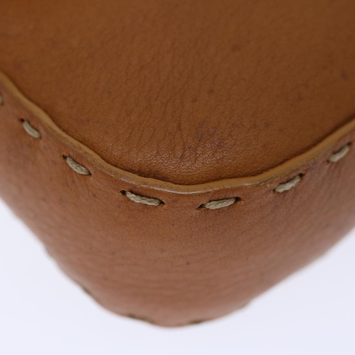 FENDI Celeria Mamma Baguette Shoulder Bag Leather Brown yk10979