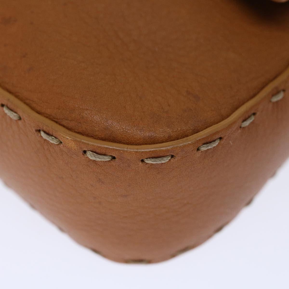 FENDI Celeria Mamma Baguette Shoulder Bag Leather Brown yk10979