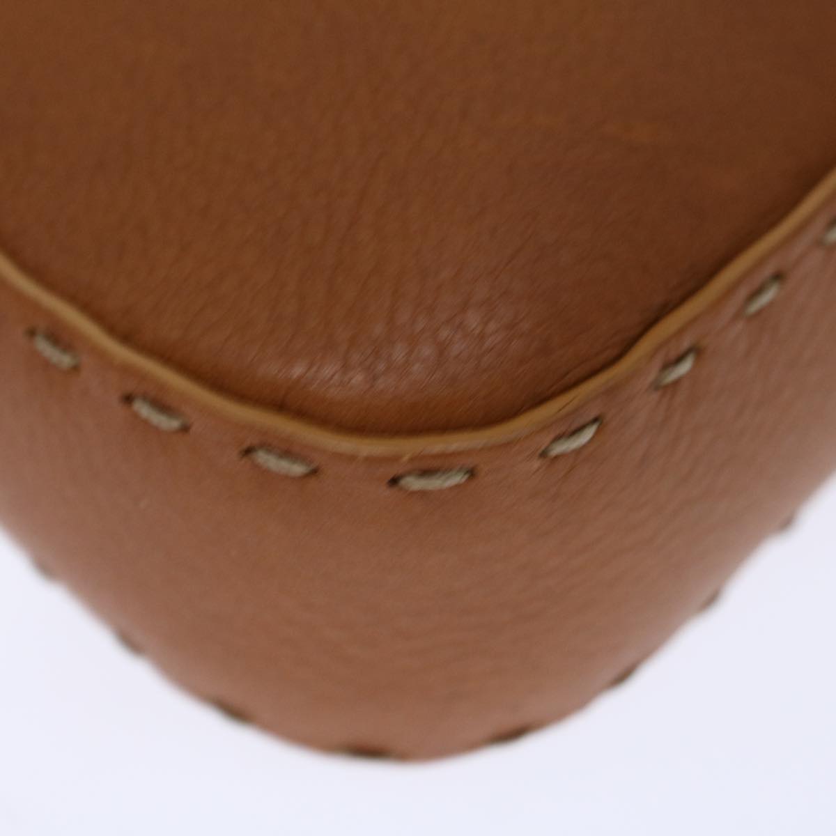 FENDI Celeria Mamma Baguette Shoulder Bag Leather Brown yk10979