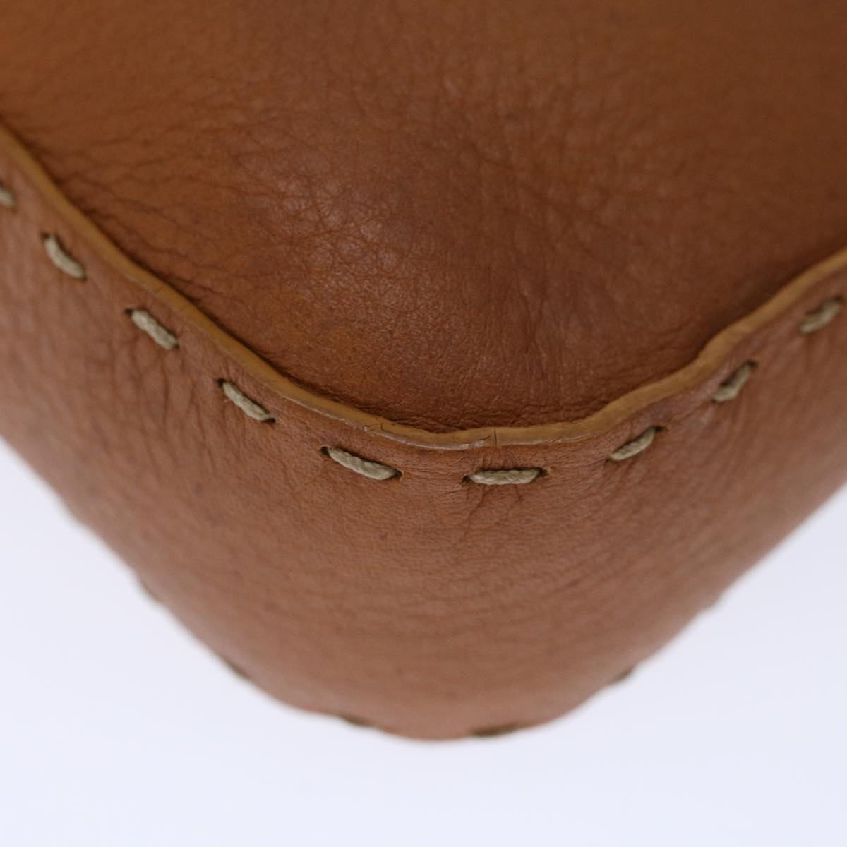 FENDI Celeria Mamma Baguette Shoulder Bag Leather Brown yk10979