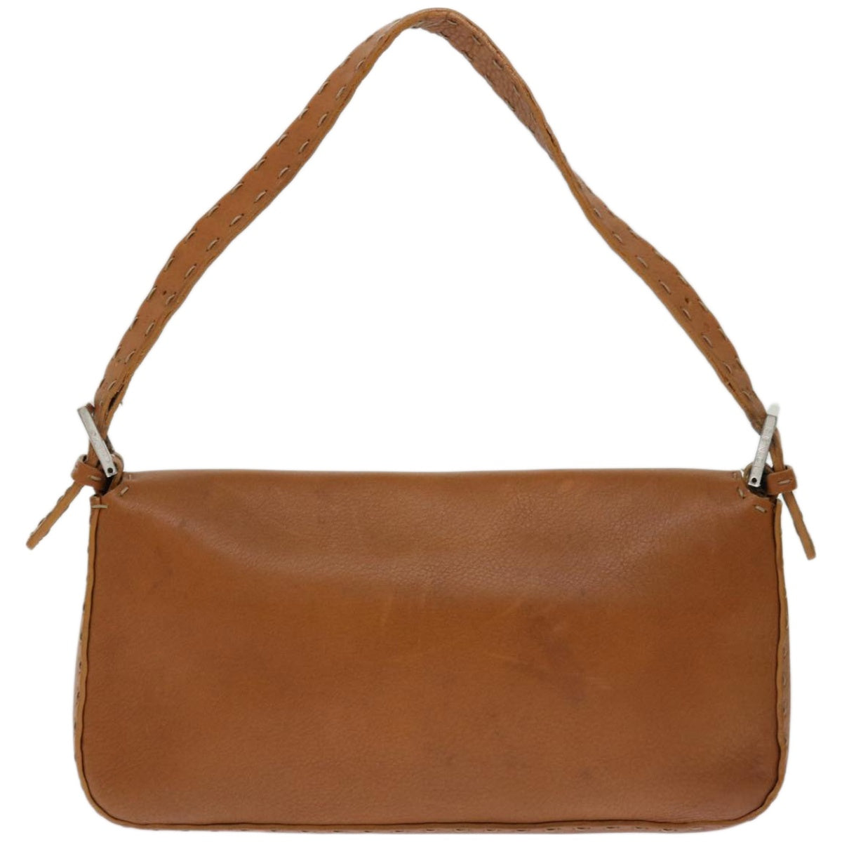FENDI Celeria Mamma Baguette Shoulder Bag Leather Brown yk10979