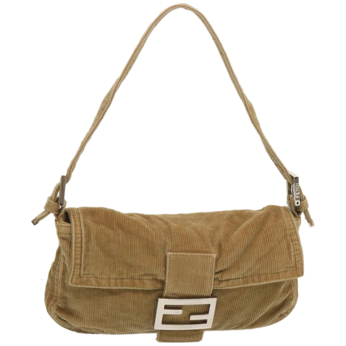 FENDI Mamma Baguette Shoulder Bag Corduroy Brown yk11013