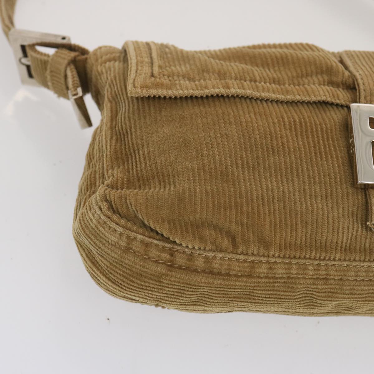 FENDI Mamma Baguette Shoulder Bag Corduroy Brown yk11013