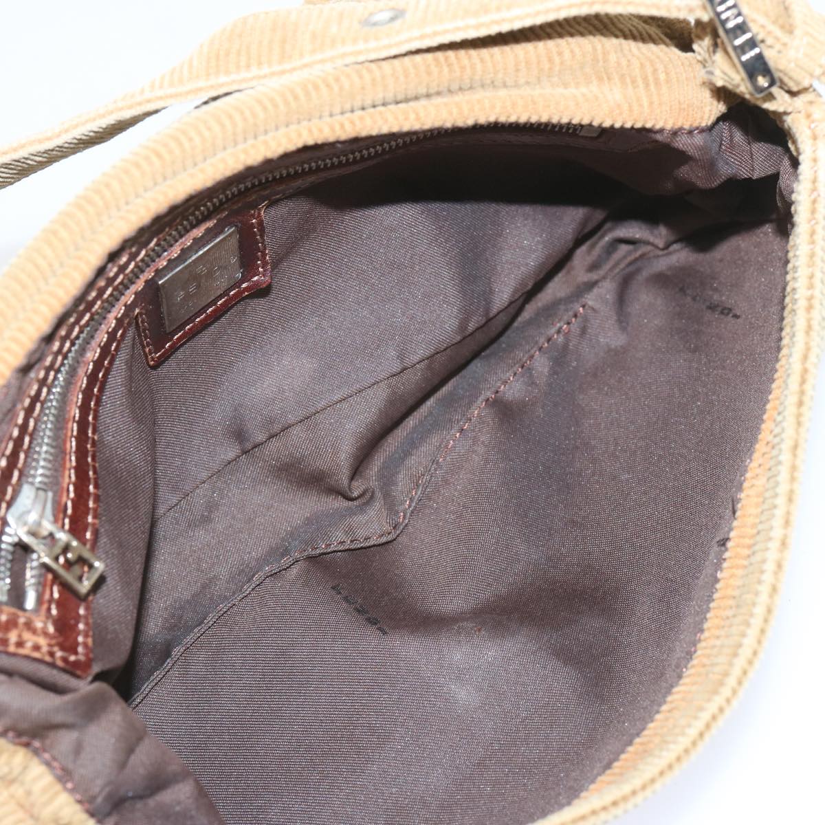 FENDI Mamma Baguette Shoulder Bag Corduroy Brown yk11013