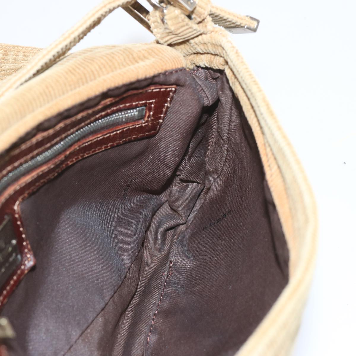 FENDI Mamma Baguette Shoulder Bag Corduroy Brown yk11013
