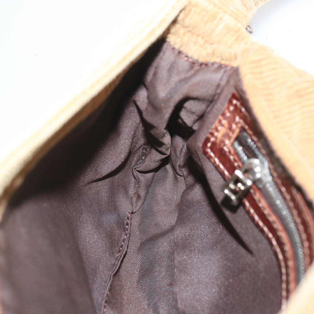 FENDI Mamma Baguette Shoulder Bag Corduroy Brown yk11013