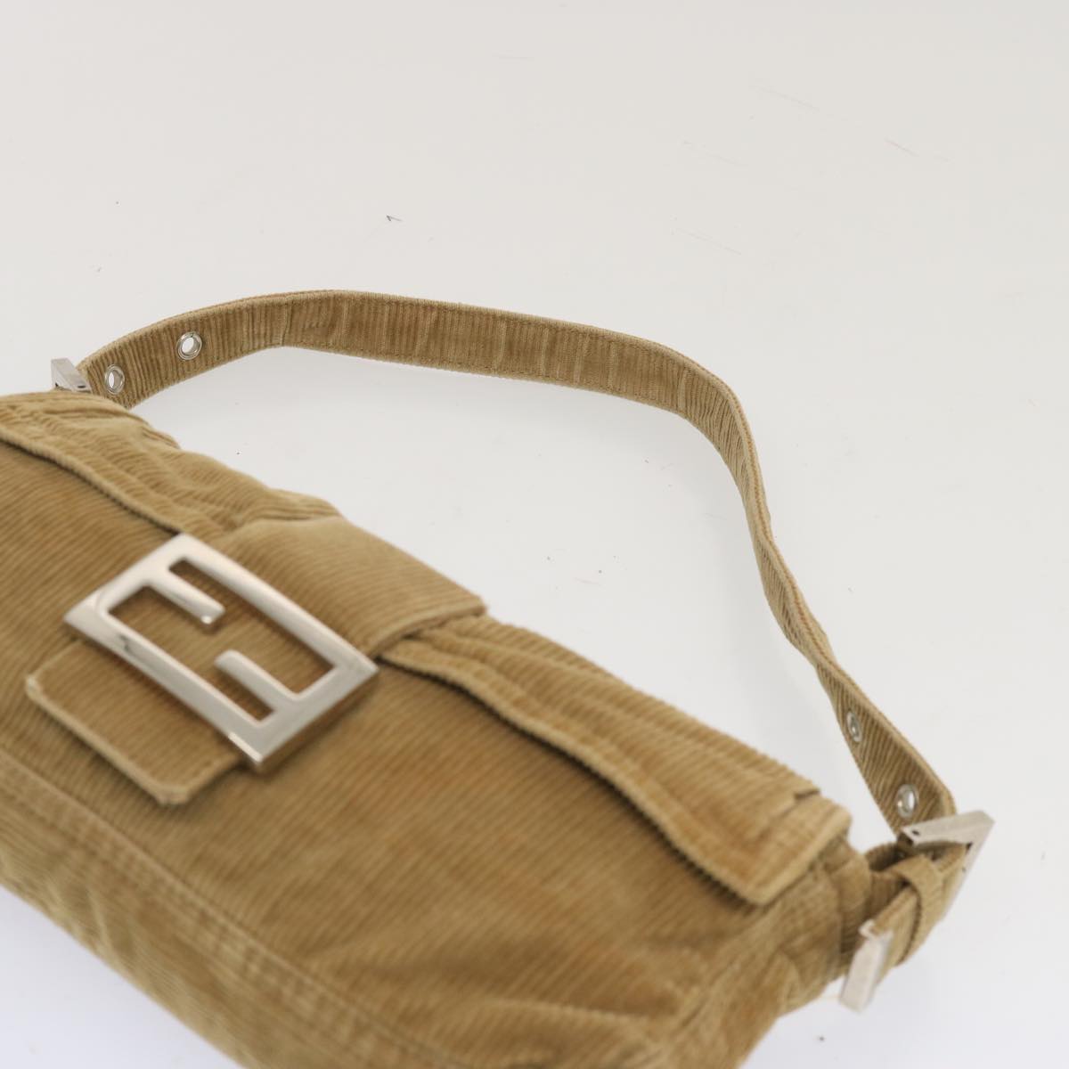 FENDI Mamma Baguette Shoulder Bag Corduroy Brown yk11013