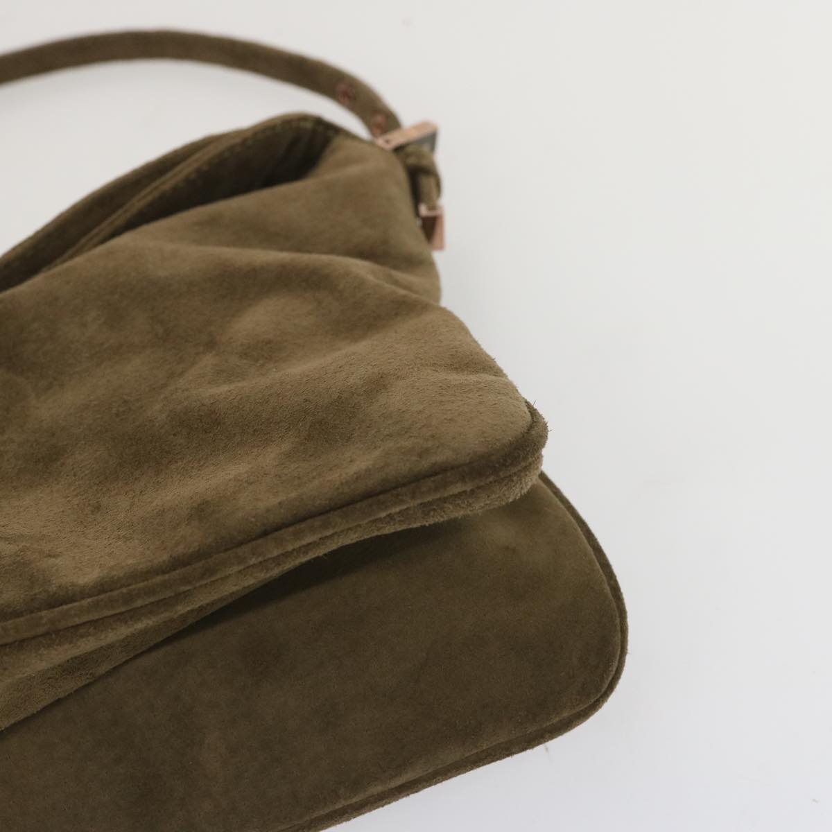 FENDI Mamma Baguette Shoulder Bag Suede Brown yk11030