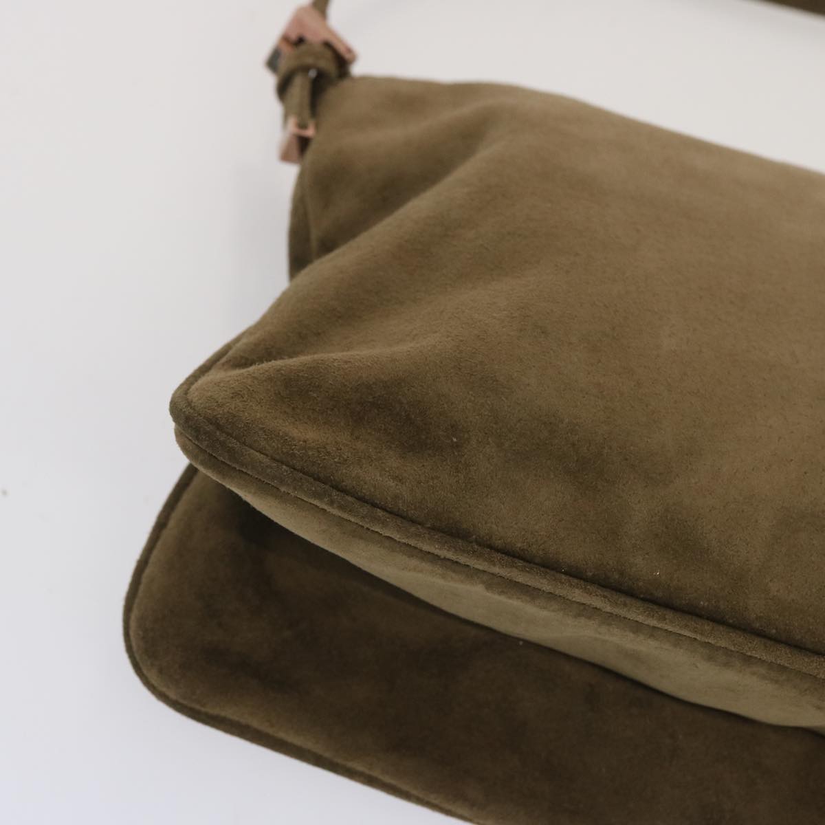 FENDI Mamma Baguette Shoulder Bag Suede Brown yk11030