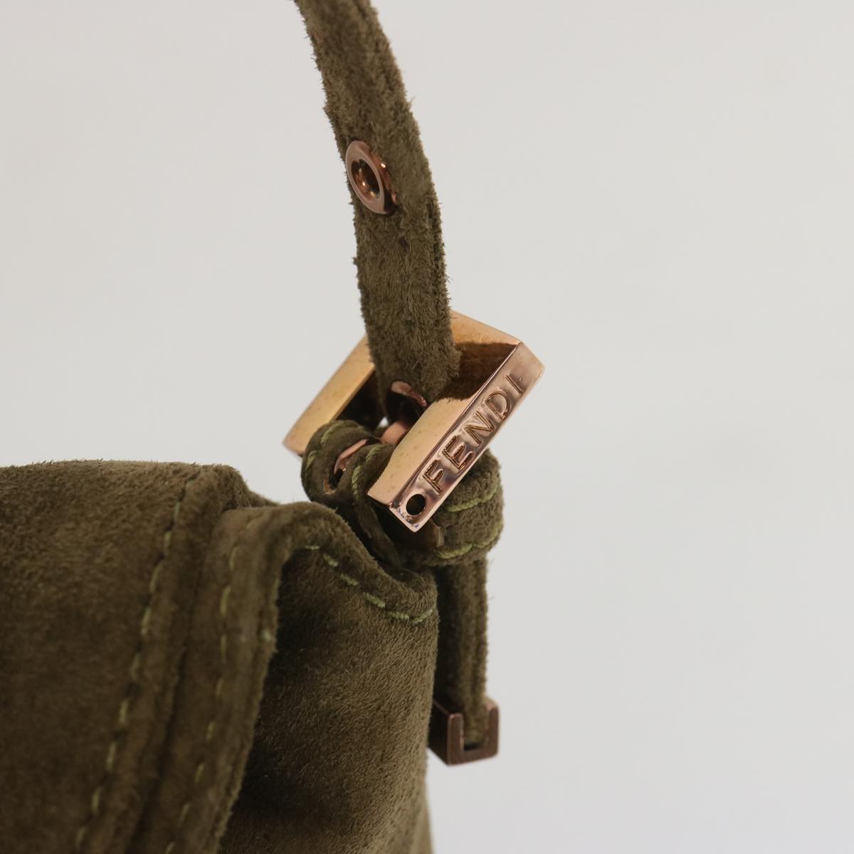 FENDI Mamma Baguette Shoulder Bag Suede Brown yk11030