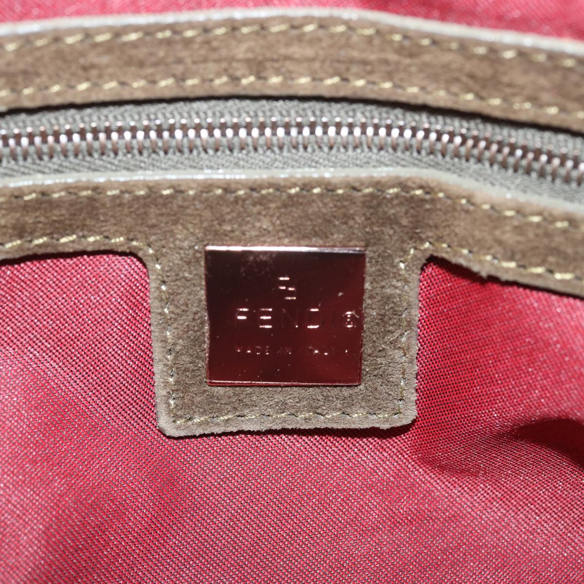 FENDI Mamma Baguette Shoulder Bag Suede Brown yk11030