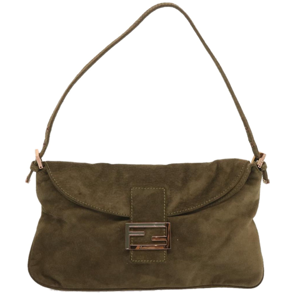 FENDI Mamma Baguette Shoulder Bag Suede Brown yk11030