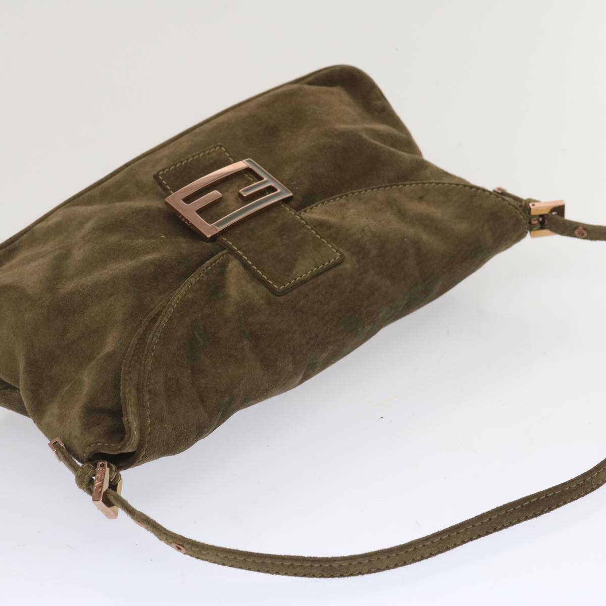 FENDI Mamma Baguette Shoulder Bag Suede Brown yk11030