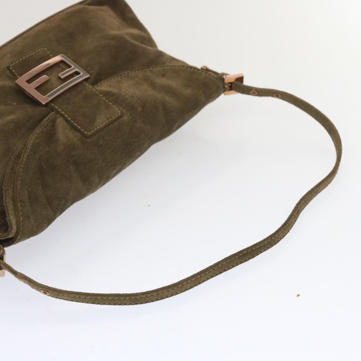 FENDI Mamma Baguette Shoulder Bag Suede Brown yk11030