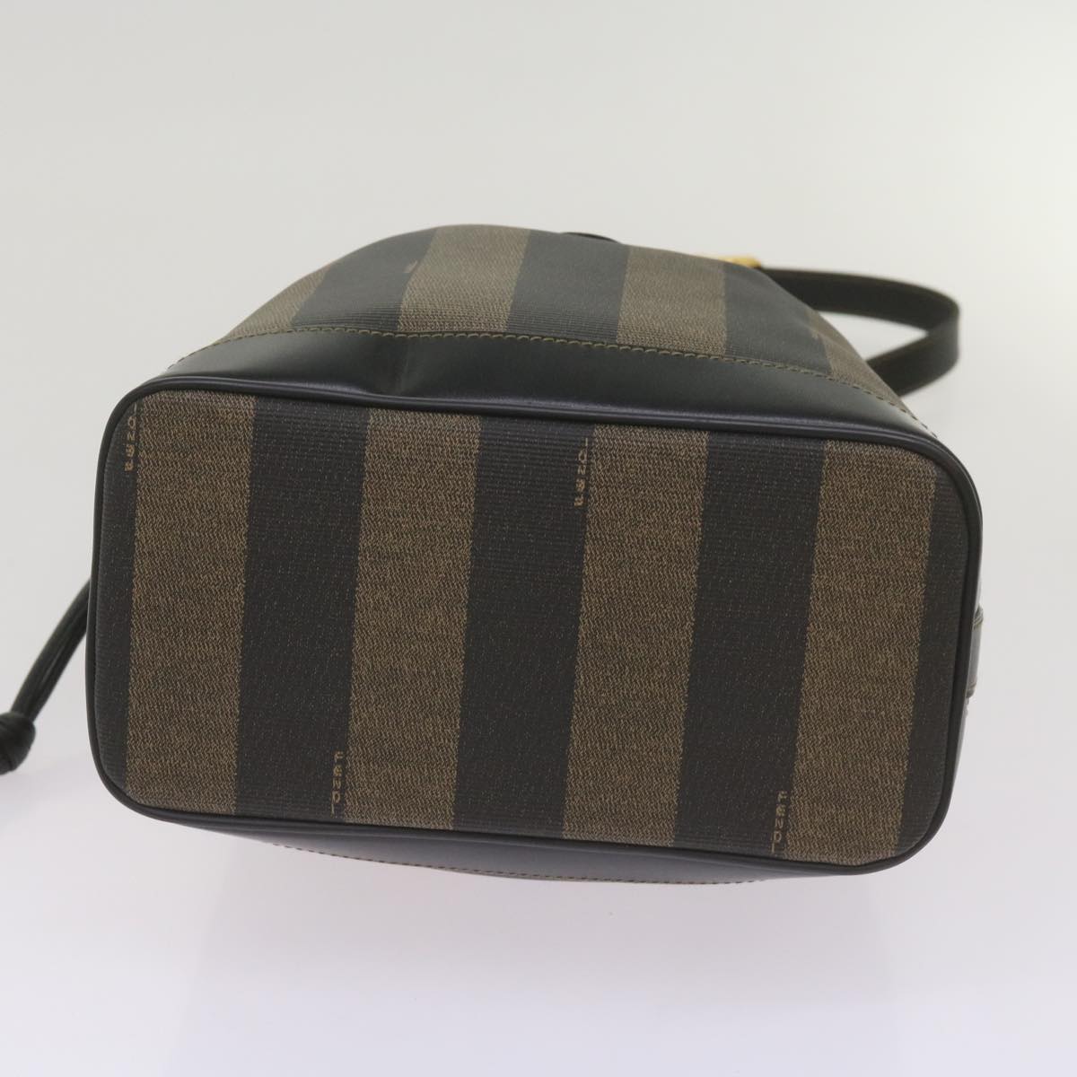 FENDI Pecan Canvas Shoulder Bag Brown Black
