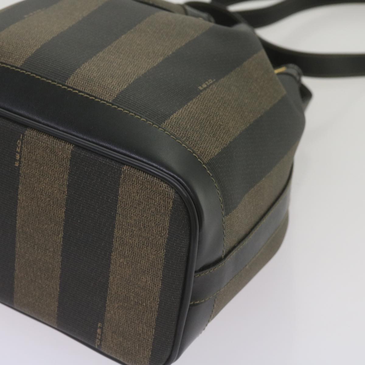 FENDI Pecan Canvas Shoulder Bag Brown Black