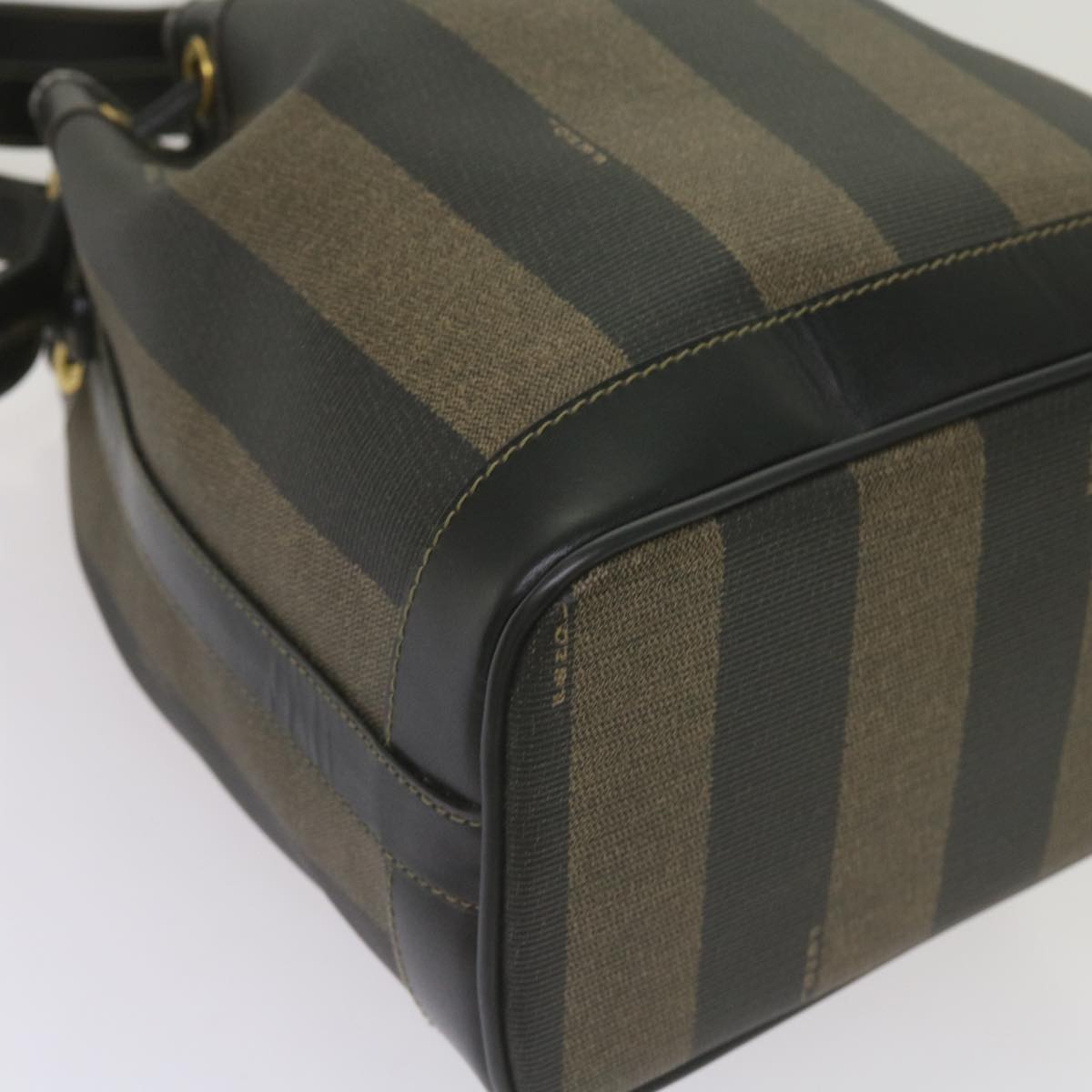 FENDI Pecan Canvas Shoulder Bag Brown Black
