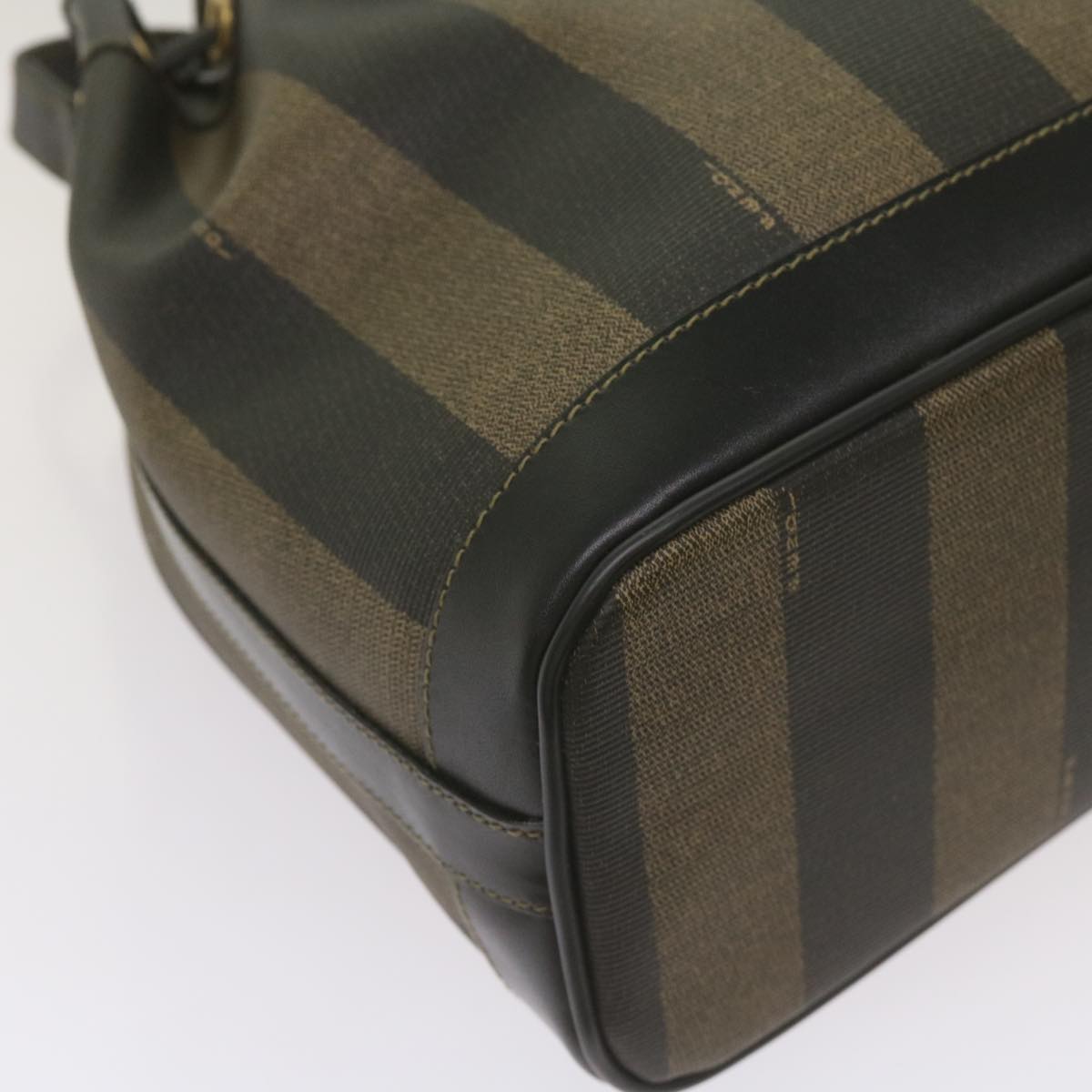 FENDI Pecan Canvas Shoulder Bag Brown Black