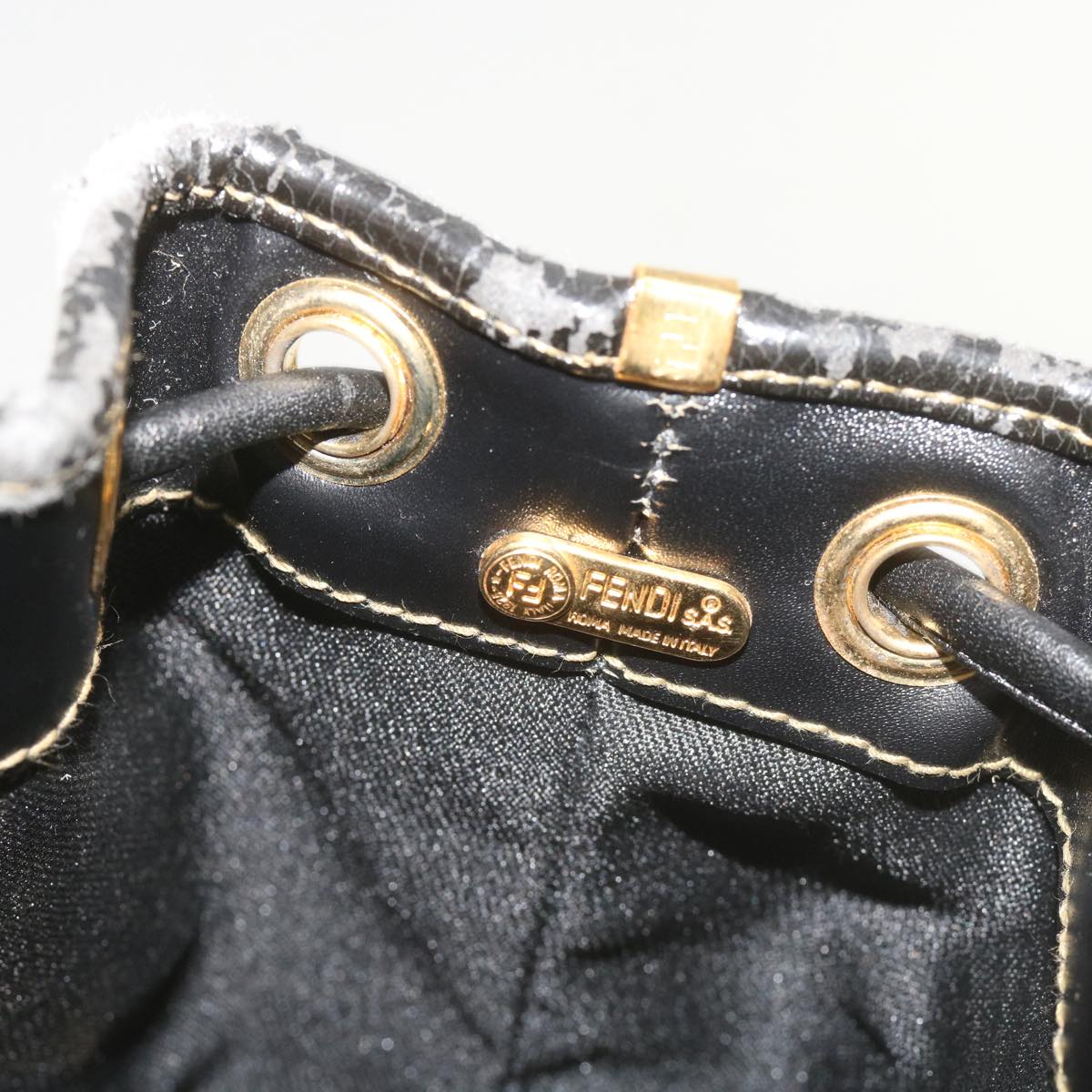 FENDI Pecan Canvas Shoulder Bag Brown Black