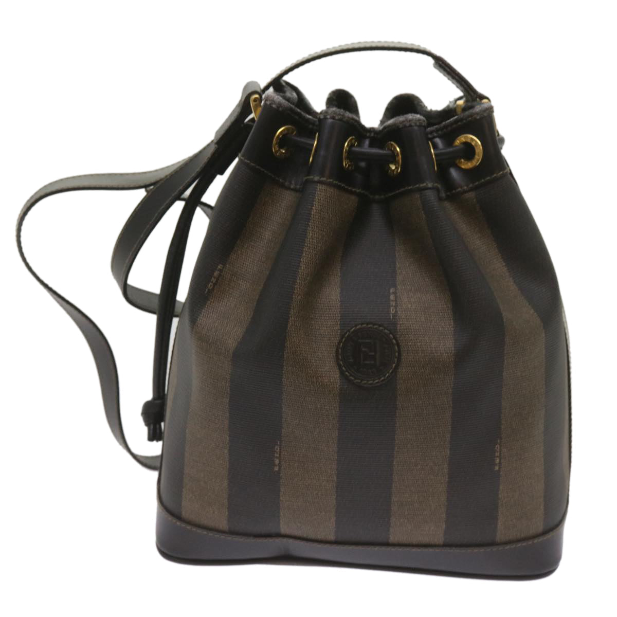 FENDI Pecan Canvas Shoulder Bag Brown Black