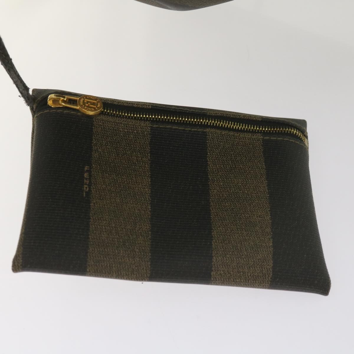 FENDI Pecan Canvas Shoulder Bag Brown Black