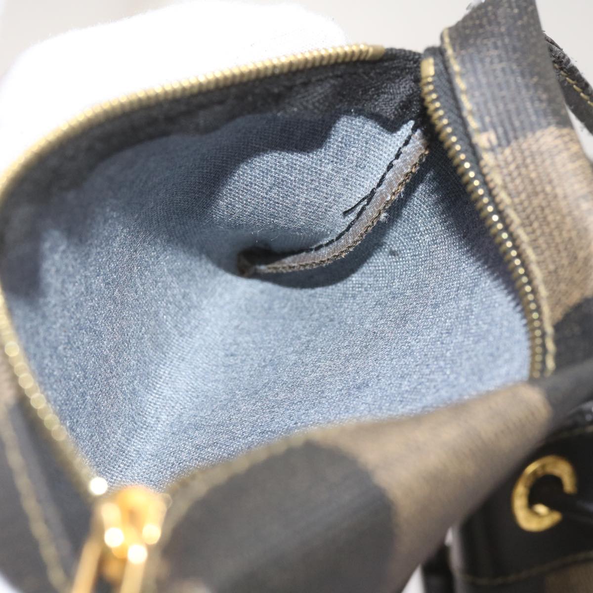 FENDI Pecan Canvas Shoulder Bag Brown Black