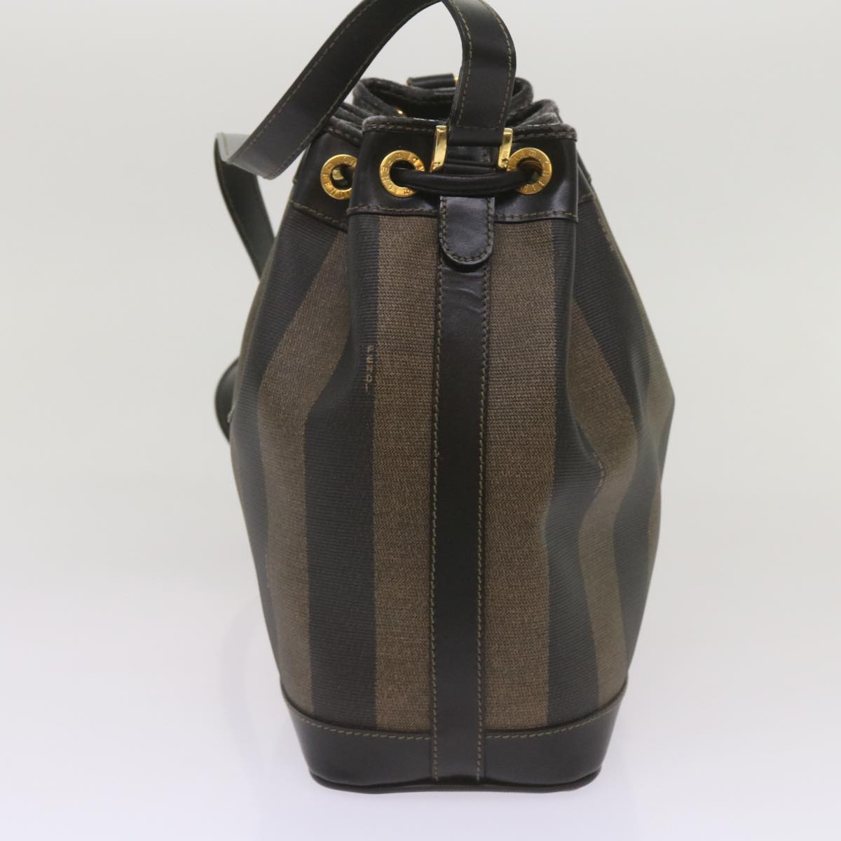 FENDI Pecan Canvas Shoulder Bag Brown Black