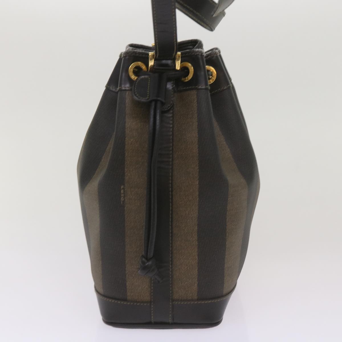 FENDI Pecan Canvas Shoulder Bag Brown Black