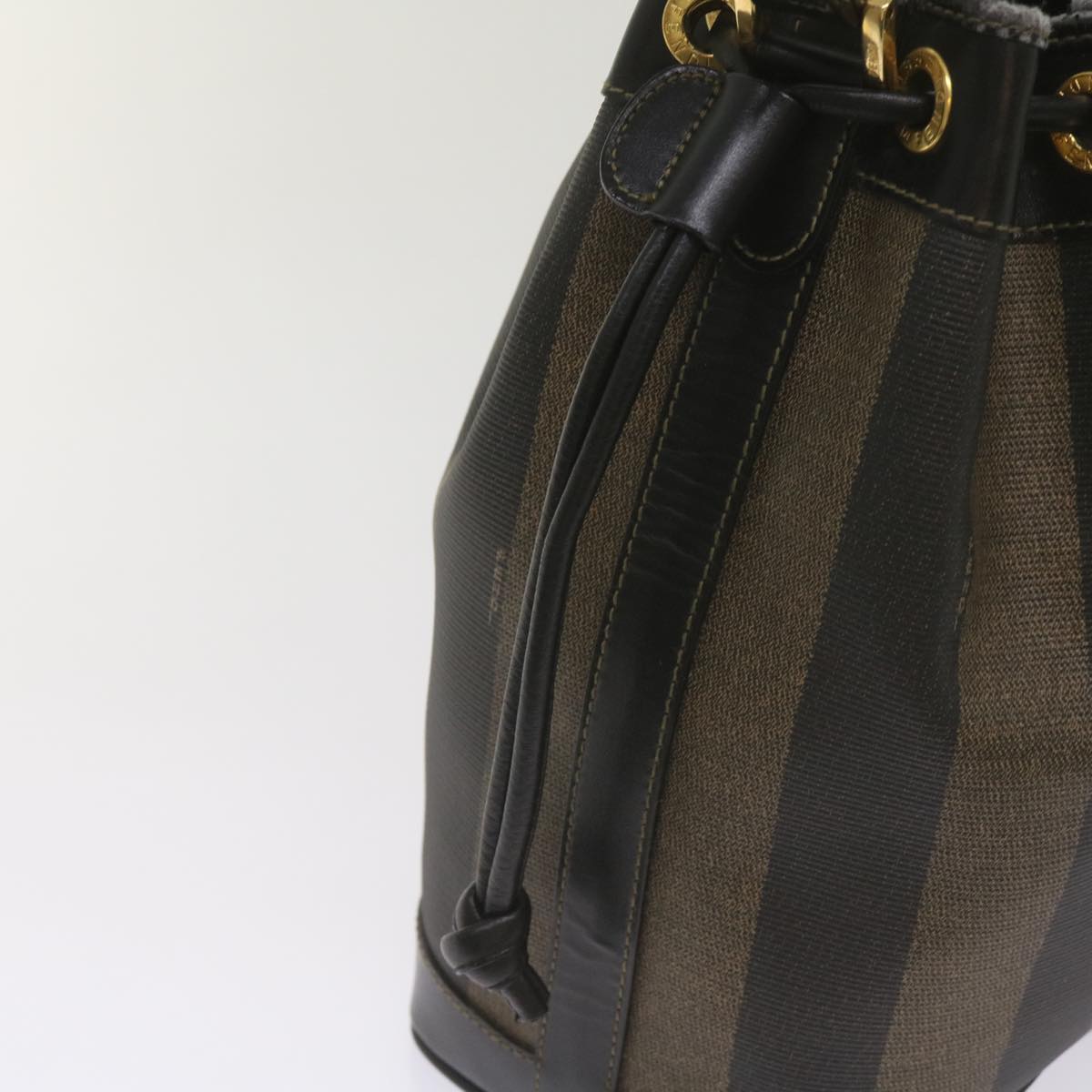 FENDI Pecan Canvas Shoulder Bag Brown Black