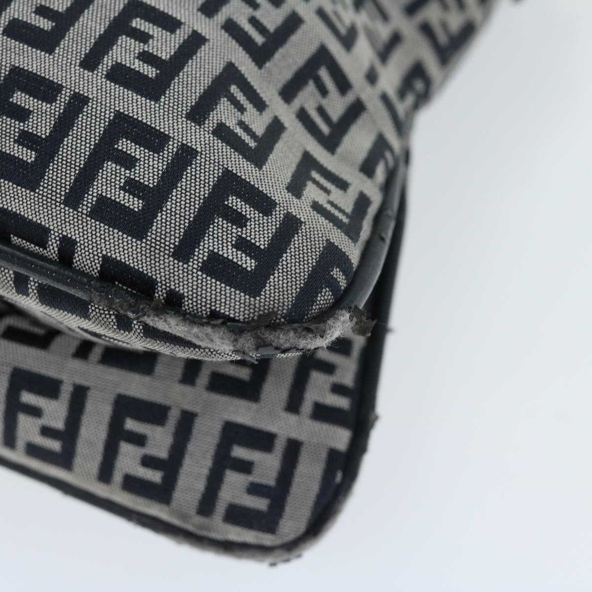 FENDI Zucchino Canvas Mamma Baguette Shoulder Bag Navy yk11046