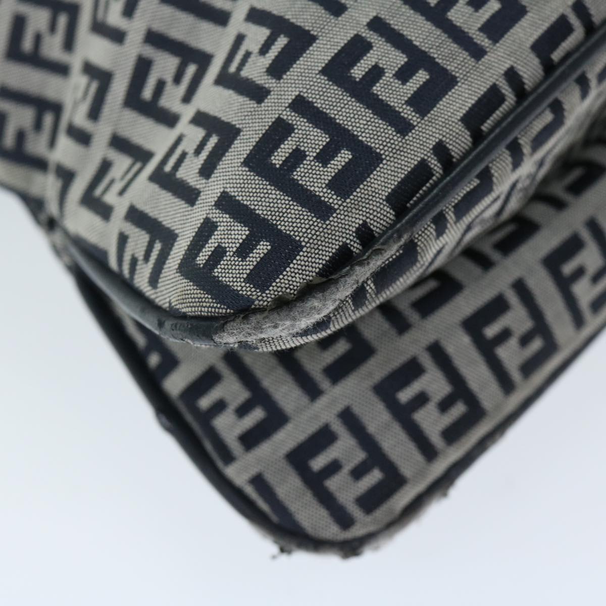 FENDI Zucchino Canvas Mamma Baguette Shoulder Bag Navy yk11046