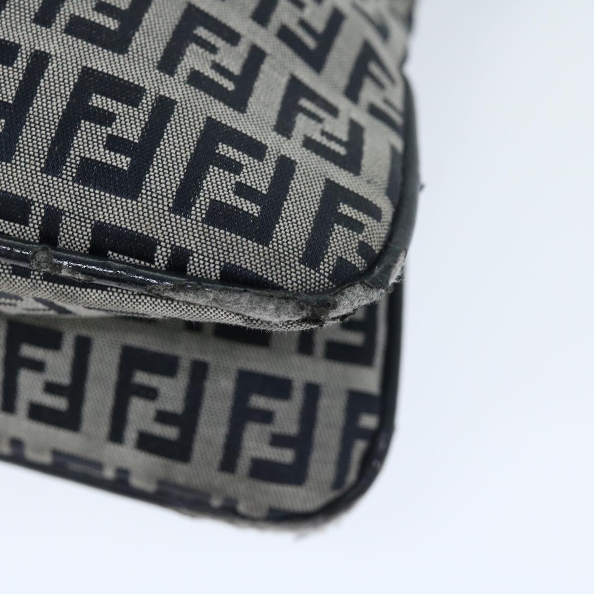 FENDI Zucchino Canvas Mamma Baguette Shoulder Bag Navy yk11046