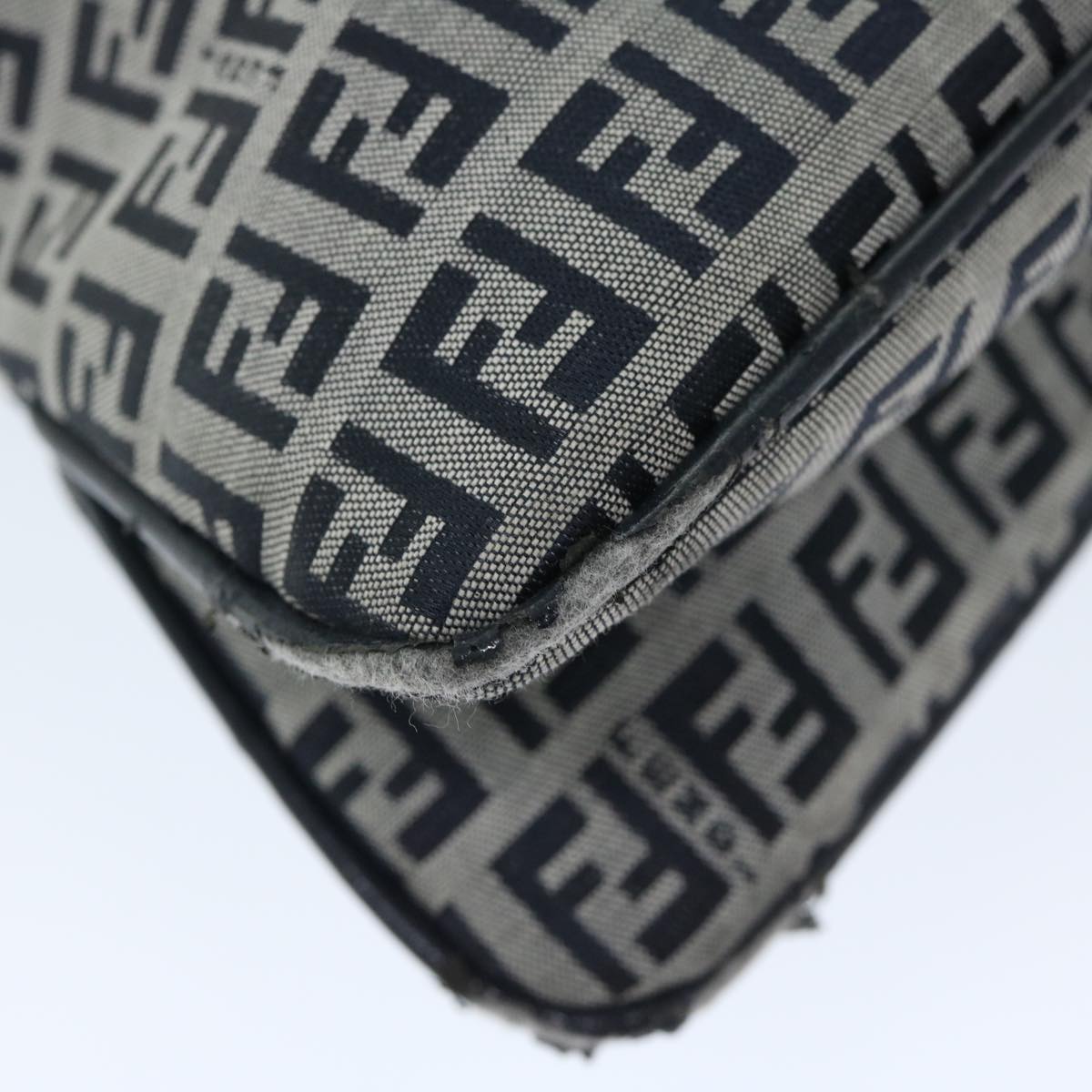 FENDI Zucchino Canvas Mamma Baguette Shoulder Bag Navy yk11046