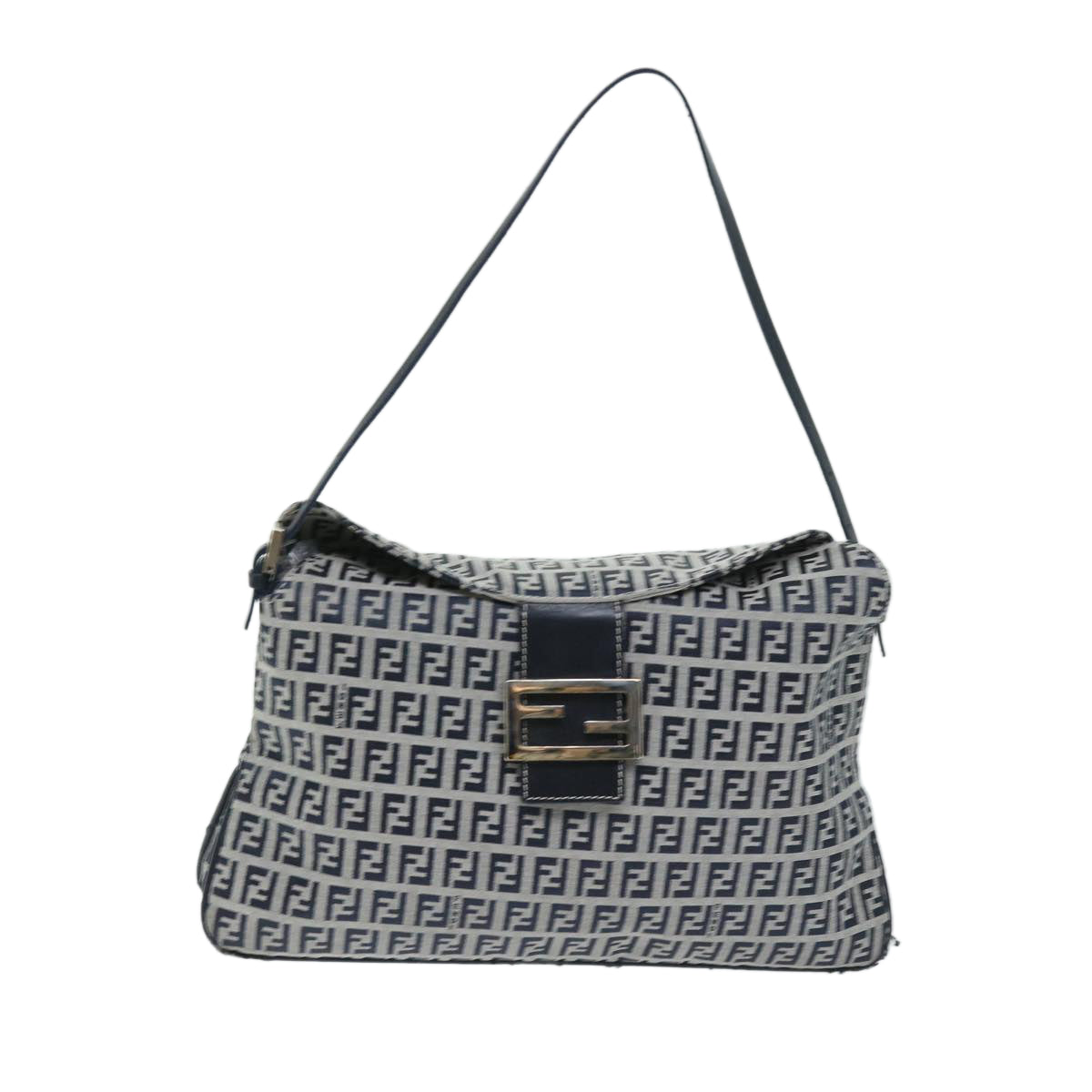 FENDI Zucchino Canvas Mamma Baguette Shoulder Bag Navy yk11046