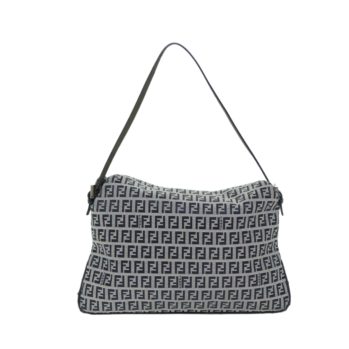 FENDI Zucchino Canvas Mamma Baguette Shoulder Bag Navy yk11046