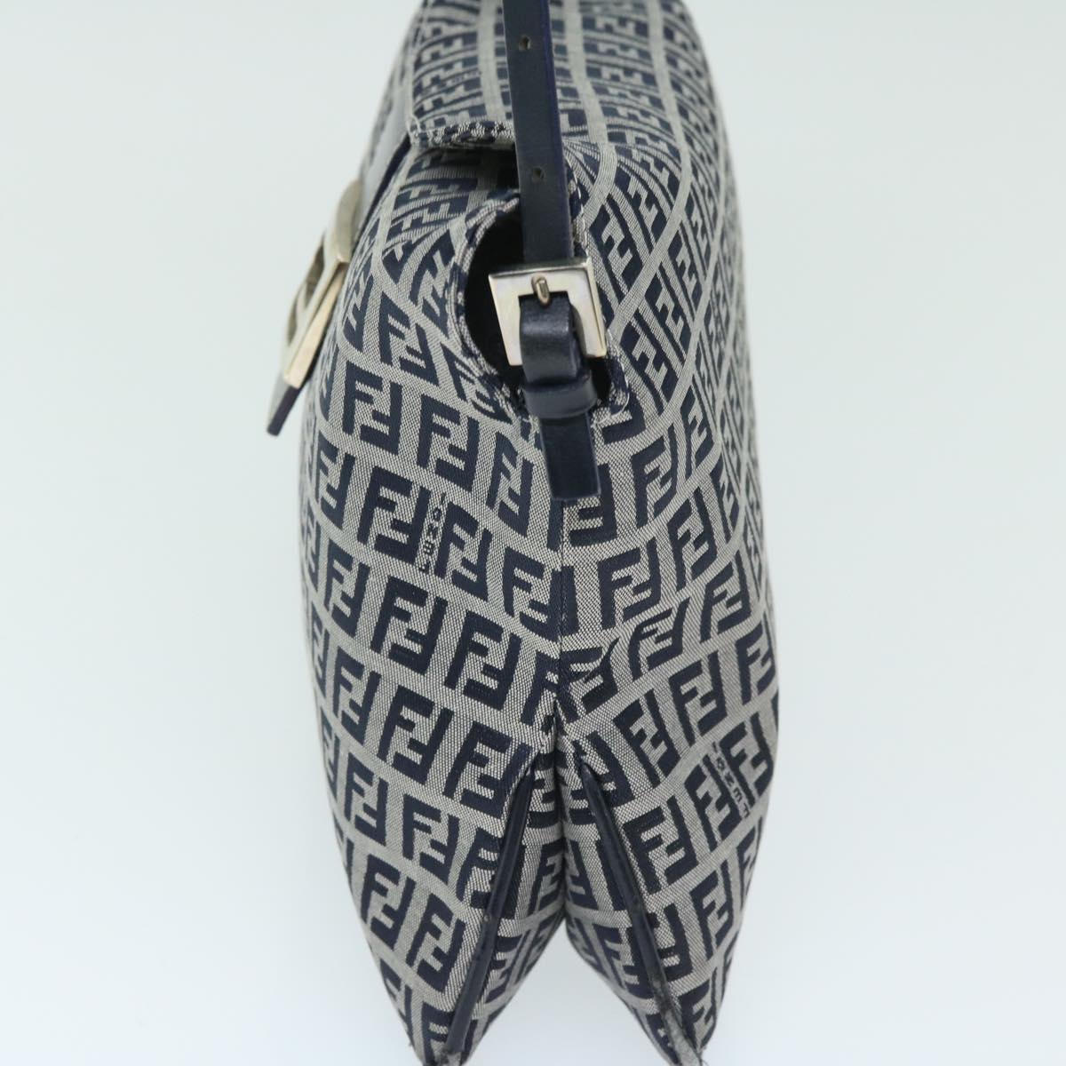 FENDI Zucchino Canvas Mamma Baguette Shoulder Bag Navy yk11046