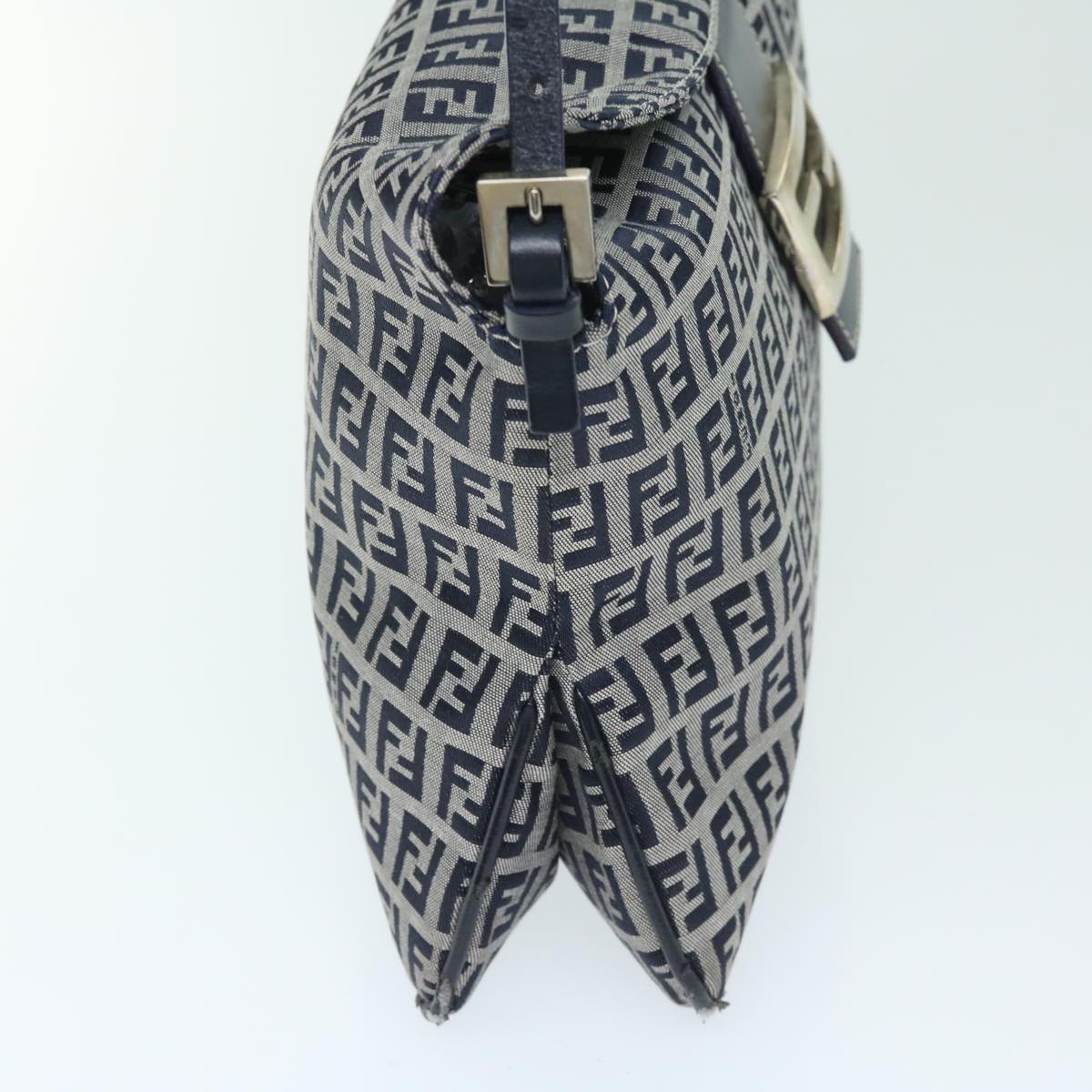 FENDI Zucchino Canvas Mamma Baguette Shoulder Bag Navy yk11046