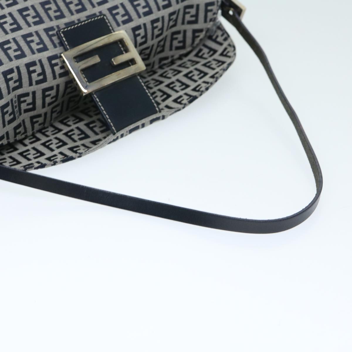 FENDI Zucchino Canvas Mamma Baguette Shoulder Bag Navy yk11046