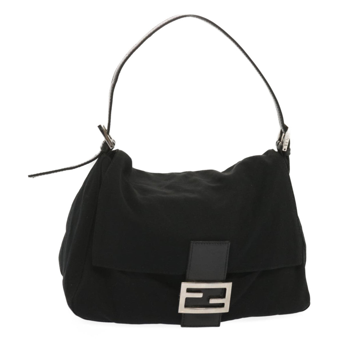 FENDI Mamma Baguette Shoulder Bag Nylon Black
