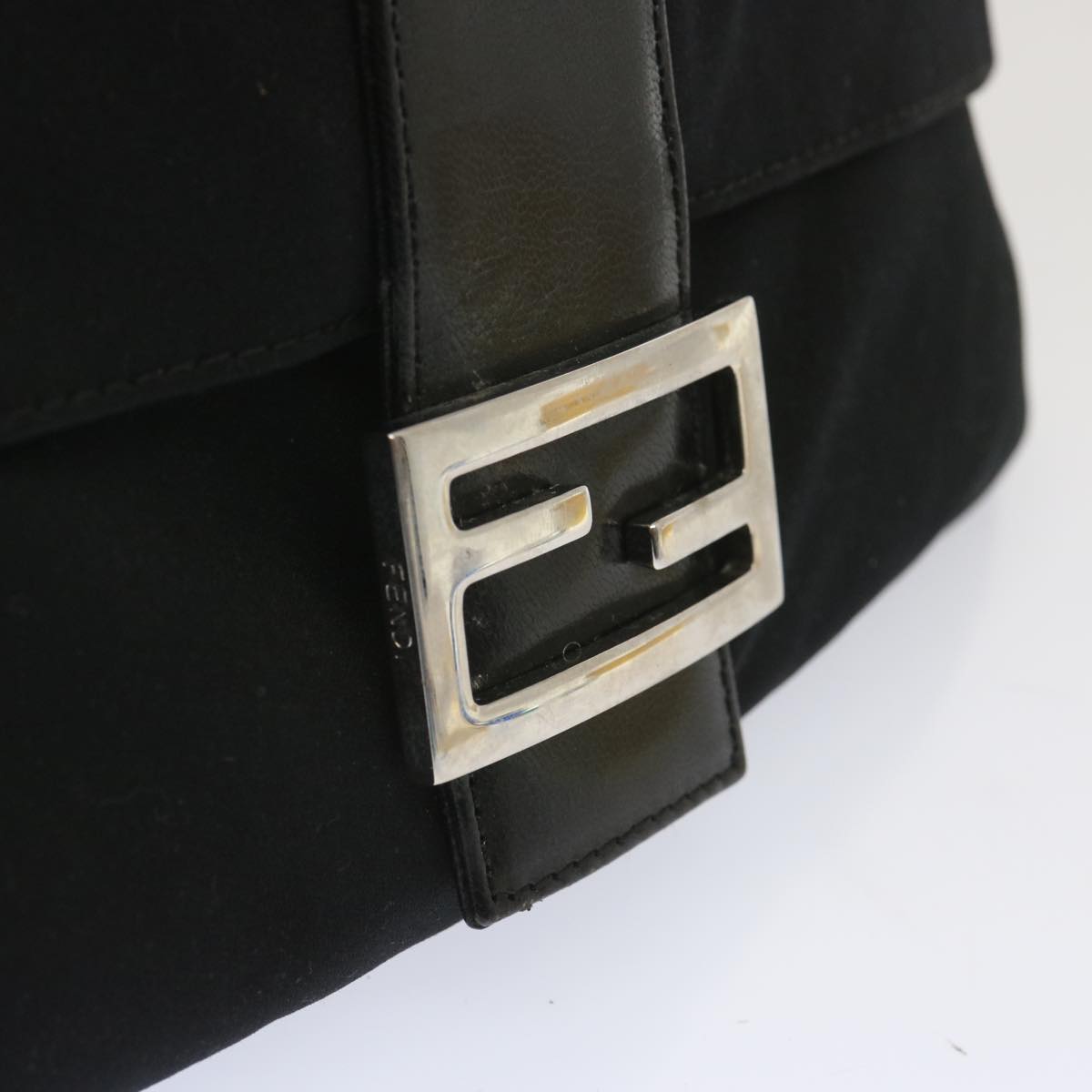 FENDI Mamma Baguette Shoulder Bag Nylon Black