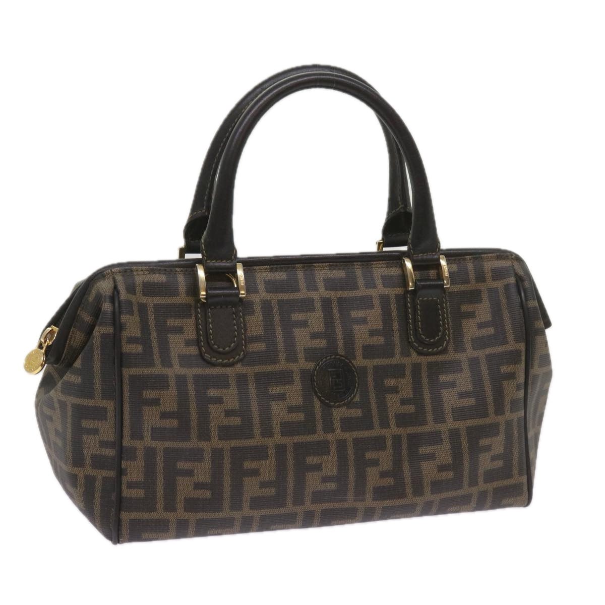 FENDI Zucca Canvas Hand Bag Black Brown yk11054