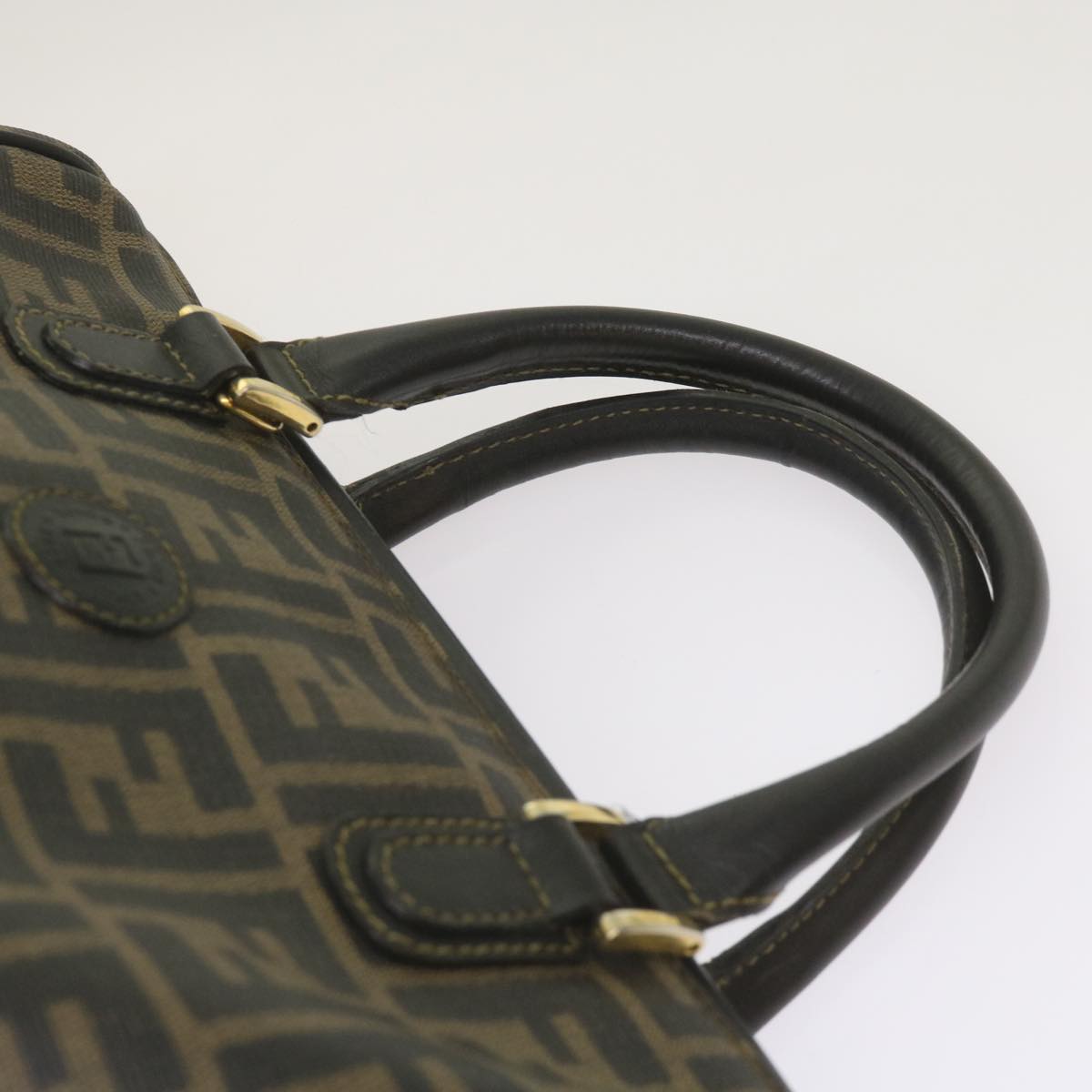 FENDI Zucca Canvas Hand Bag Black Brown yk11054