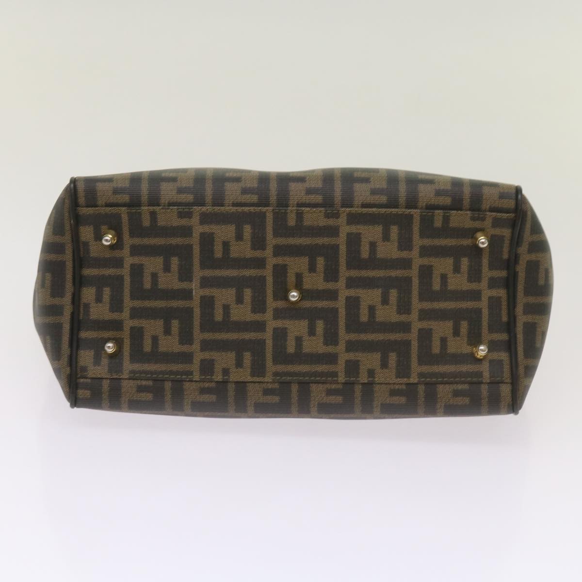 FENDI Zucca Canvas Hand Bag Black Brown yk11054