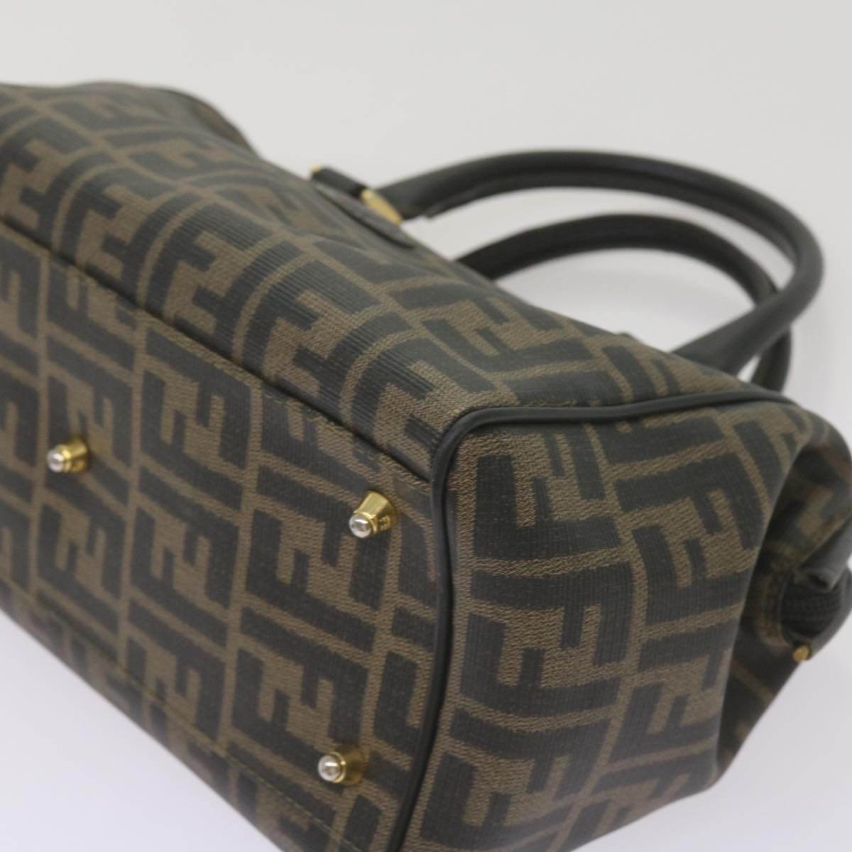 FENDI Zucca Canvas Hand Bag Black Brown yk11054