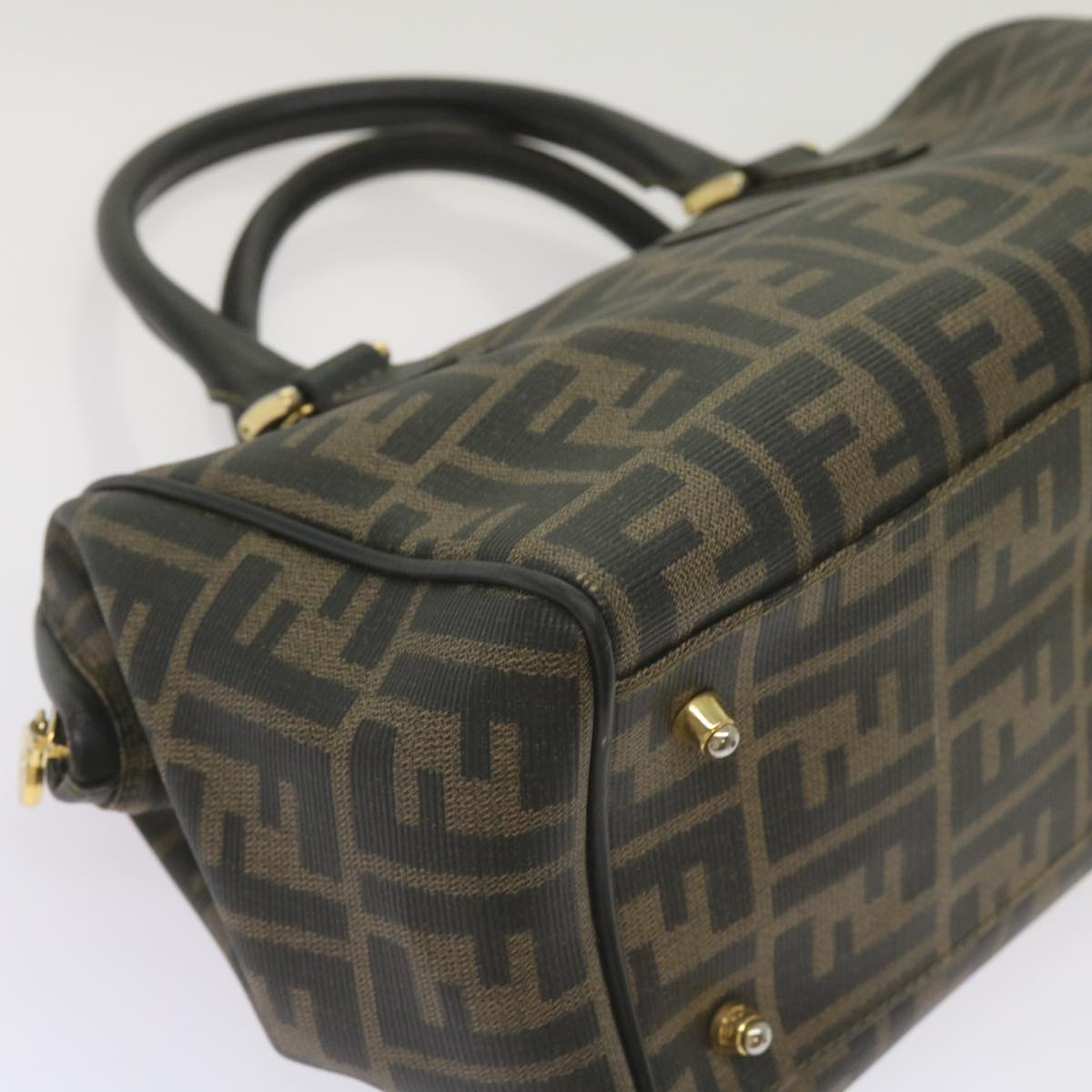 FENDI Zucca Canvas Hand Bag Black Brown yk11054