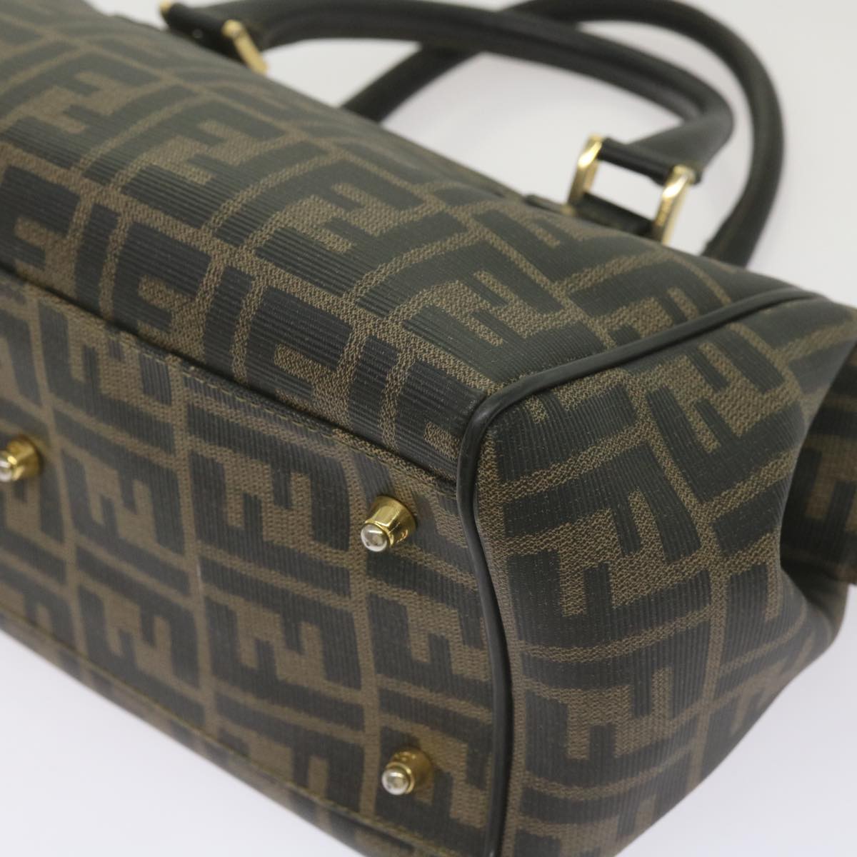 FENDI Zucca Canvas Hand Bag Black Brown yk11054