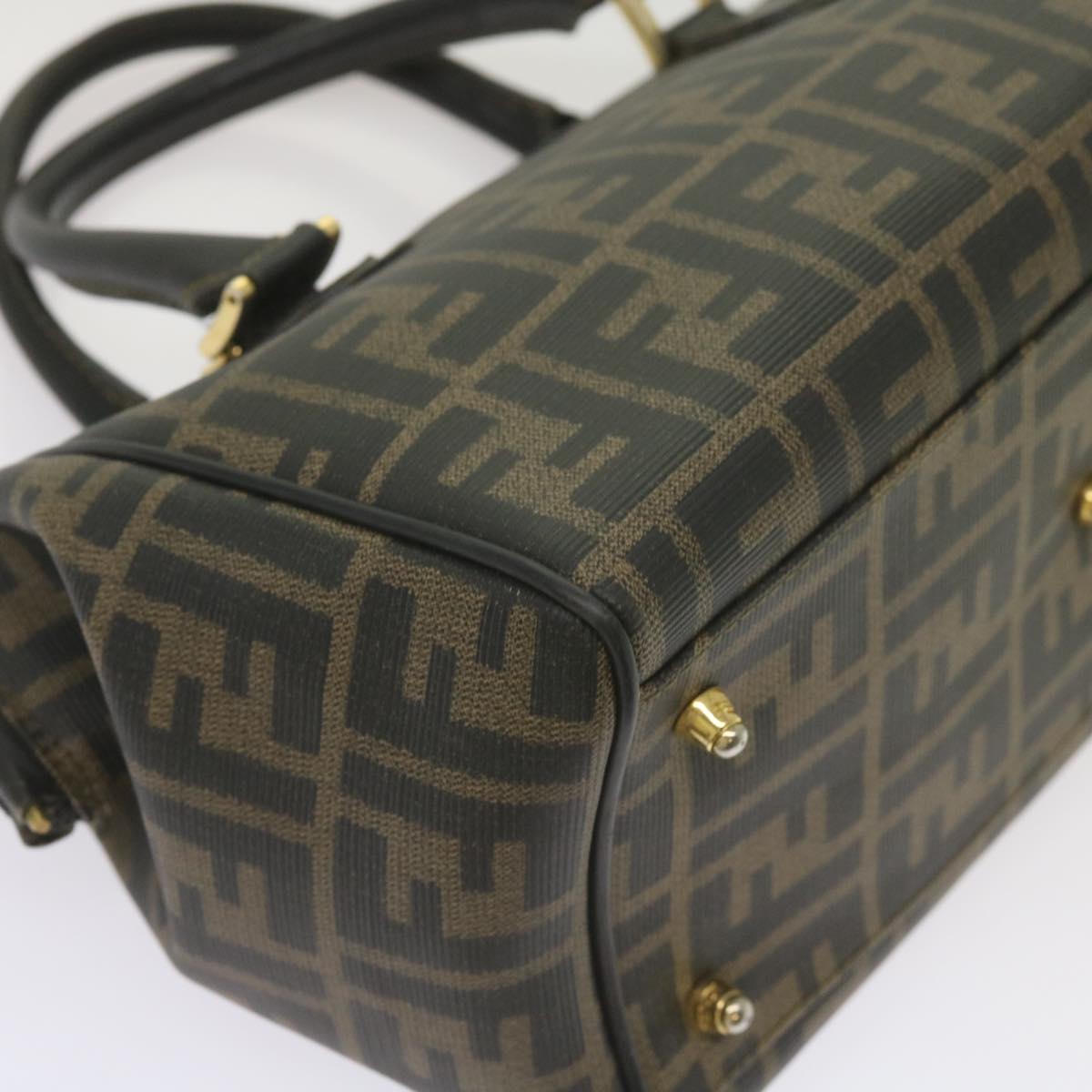FENDI Zucca Canvas Hand Bag Black Brown yk11054
