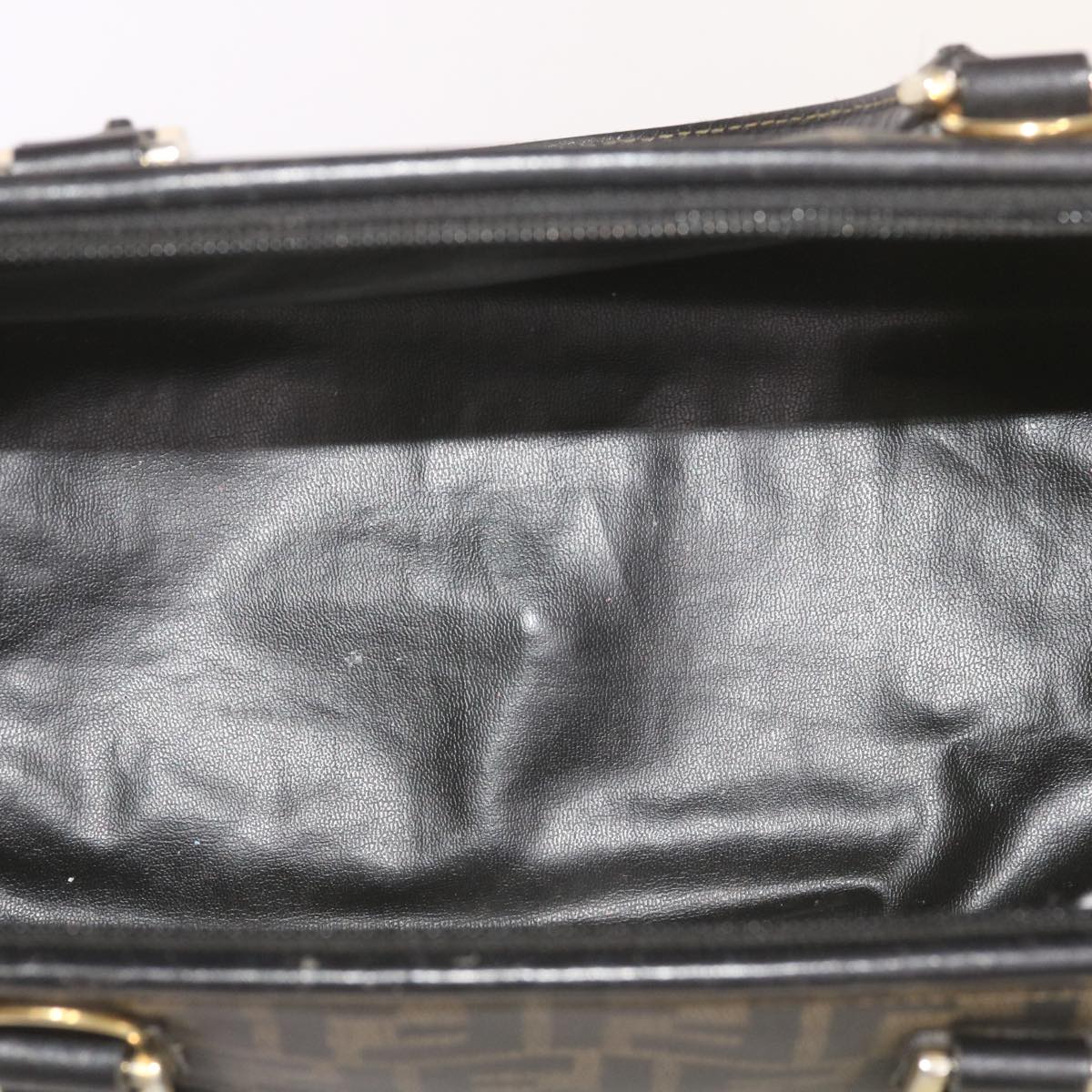 FENDI Zucca Canvas Hand Bag Black Brown yk11054