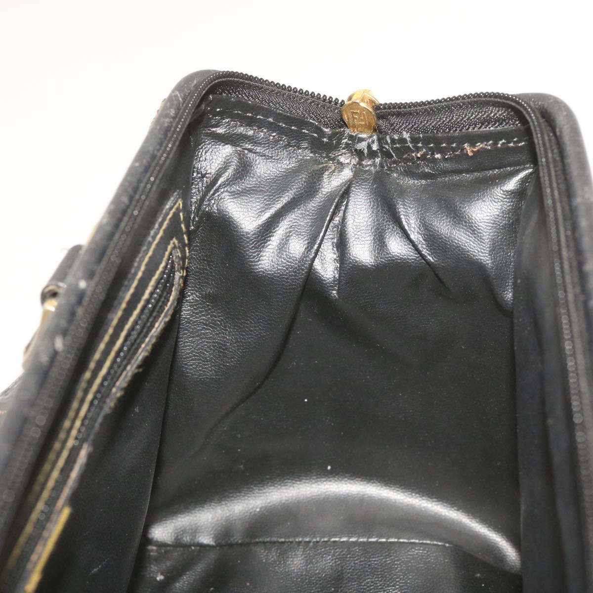 FENDI Zucca Canvas Hand Bag Black Brown yk11054